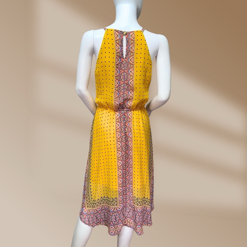 AUW Women's Yellow Multi-Color Hi-Low Tank Flowing Dress Size Large - Picture 4 of 5
